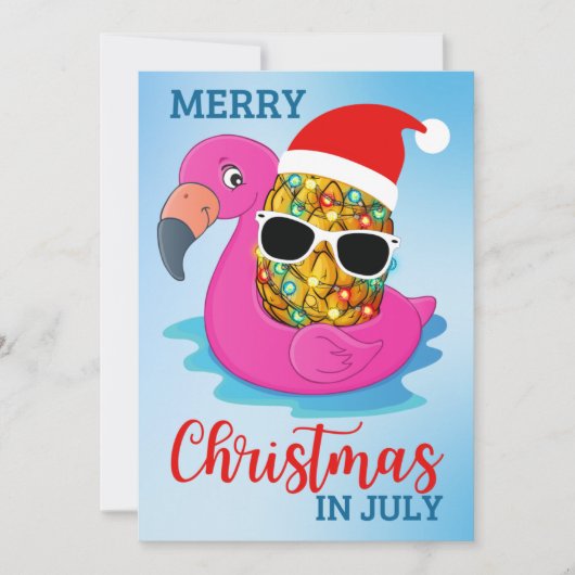Kerstmis in juli Pineapple Santas Pet Flamingo Ho Feestdagenkaart (Voorkant)