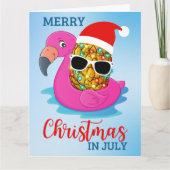 Kerstmis in juli Pineapple Santas Pet Flamingo Ho Kaart (Voorkant)