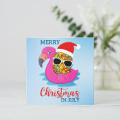Kerstmis in juli Pineapple Santas Pet Flamingo Ho Kaart (Staand voorkant)