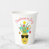 Kerstmis in juli Pineapple Tropical Holiday Papieren Bekers (Achterkant)