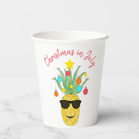 Kerstmis in juli Pineapple Tropical Holiday Papieren Bekers (Achterkant)