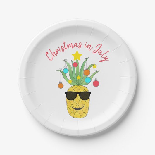 Kerstmis in juli Pineapple Tropical Holiday Papieren Bordje (Voorkant)