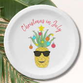 Kerstmis in juli Pineapple Tropical Holiday Papieren Bordje
