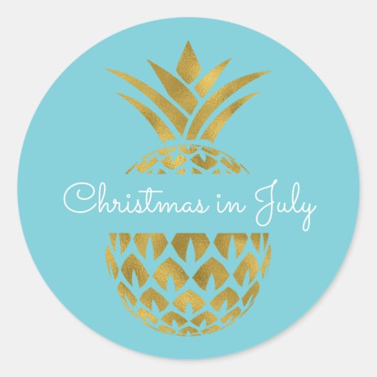 Kerstmis in juli Pineapple Tropical Holiday Ronde Sticker (Voorkant)