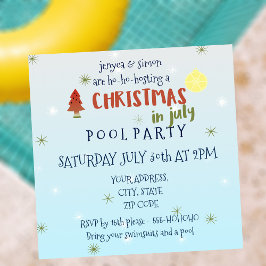 Kerstmis in juli Pool Party Invitation Kaart