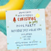 Kerstmis in juli Pool Party Invitation Kaart