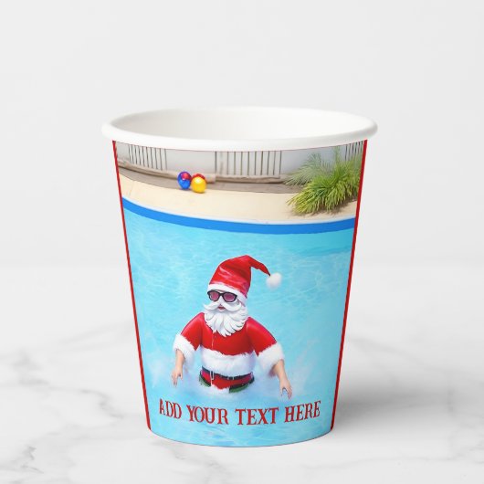 Kerstmis in juli Pool Party Papieren Bekers (Voorkant)