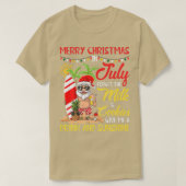 Kerstmis in juli Pool Party Santa Drink zomer T-shirt (Design voorkant)