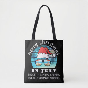 Kerstmis in juli Pool Party Santa Vacation Drink Tote Bag