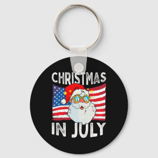 Kerstmis in juli Retro Hipster Grappige Kerstman H Sleutelhanger