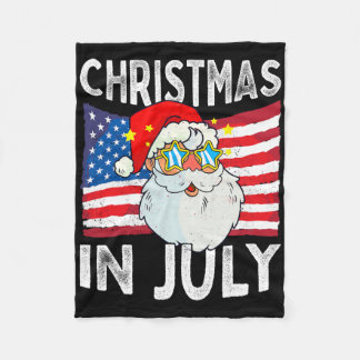 Kerstmis in juli Retro Hipster Grappige Kerstman M Fleece Deken