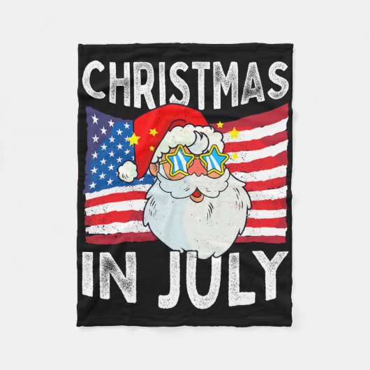 Kerstmis in juli Retro Hipster Grappige Kerstman M Fleece Deken (Voorkant)