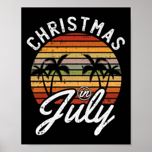 Kerstmis in juli Retro Tropisch Strand Zomer Hawa Poster
