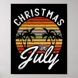 Kerstmis in juli Retro Tropisch Strand Zomer Hawa Poster