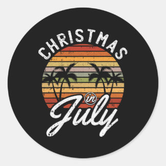 Kerstmis in juli Retro Tropisch Strand Zomer Hawa Ronde Sticker