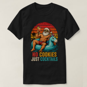 Kerstmis in juli Retro zomerse Kerstman cocktail T-shirt