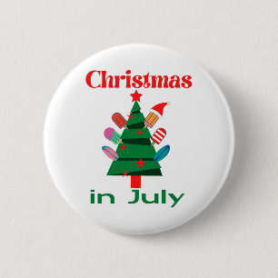 Kerstmis in juli ronde button 5,7 cm