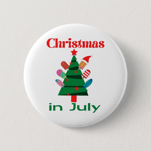 Kerstmis in juli ronde button 5,7 cm (Voorkant)