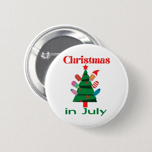 Kerstmis in juli ronde button 5,7 cm (Voorkant /achterkant)