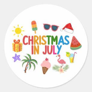 Kerstmis in juli ronde sticker
