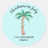 Kerstmis in juli ronde sticker (Voorkant)