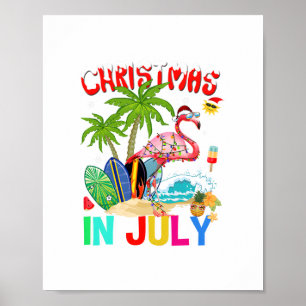Kerstmis in juli roze flamingo grappige Xmas manne Poster
