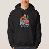Kerstmis in juli roze flamingo Hawaiian Summer Ki Hoodie (Voorkant)