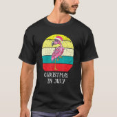 Kerstmis in juli roze flamingo in Santa Hat Mannen T-shirt (Voorkant)