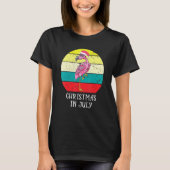 Kerstmis in juli roze flamingo in Santa Hat Mannen T-shirt (Voorkant)