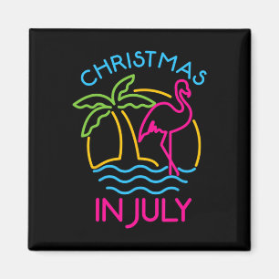 Kerstmis in juli Roze Flamingo Kerstman Hoed Zomer Magneet