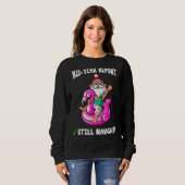 Kerstmis in juli Roze flamingo Pool Float Mid Yea Trui (Voorkant volledig)