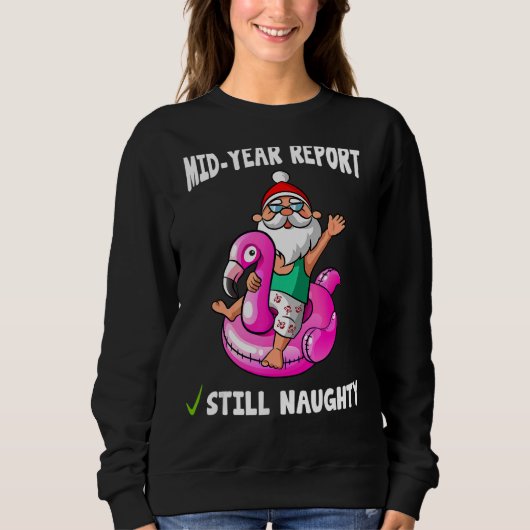 Kerstmis in juli Roze flamingo Pool Float Mid Yea Trui (Voorkant)
