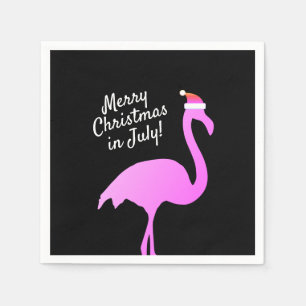 Kerstmis in juli roze flamingo Santa Claus party Servet