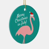 Kerstmis in juli roze flamingo Sinterklaas Keramisch Ornament (Rechts)