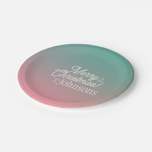 Kerstmis in juli Roze Groene Ombre Party Papieren Bordje (Gekanteld)