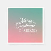 Kerstmis in juli Roze Groene Ombre Party Servet (Voorkant)