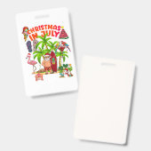 Kerstmis in juli Santa Beach Zomer T-Shir Badge (Voor- en achterkant)