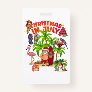 Kerstmis in juli Santa Beach Zomer T-Shir Badge