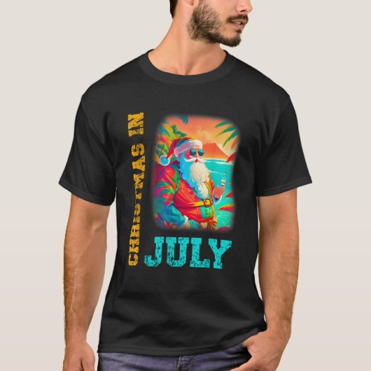 Kerstmis in juli Santa Beach Zomer T-shirt (Voorkant)