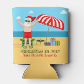 Kerstmis in juli Santa Claus Beach Party Blikjeskoeler (Achterkant)