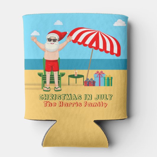 Kerstmis in juli Santa Claus Beach Party Blikjeskoeler (Achterkant)