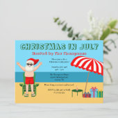 Kerstmis in juli Santa Claus Beach Party Kaart (Staand voorkant)