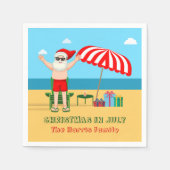 Kerstmis in juli Santa Claus Beach Party Servet (Voorkant)