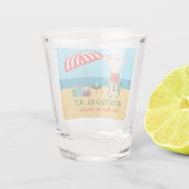Kerstmis in juli Santa Claus Beach Party Shot Glas (Achterkant)
