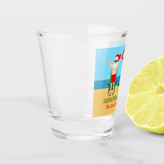 Kerstmis in juli Santa Claus Beach Party Shot Glas (Links)
