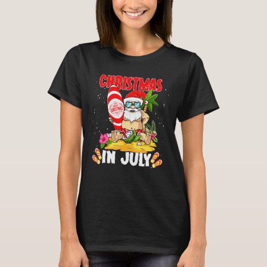 Kerstmis in juli Santa Claus Beach Summer 1 T-shirt (Voorkant)