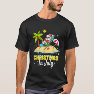 Kerstmis in juli Santa Claus Beach Watermelon Fun T-shirt