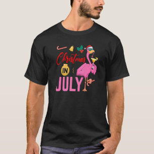 Kerstmis in juli Santa Claus Flamingo Zomer Vaca T-shirt