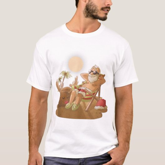 Kerstmis in juli santa claus hawaiian x-mas tropi t-shirt (Voorkant)