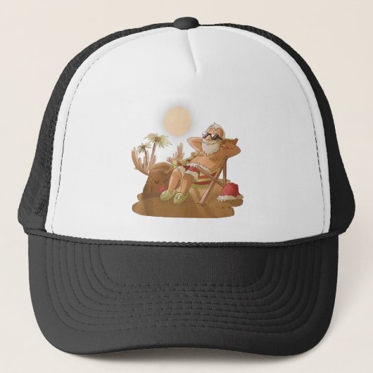 Kerstmis in juli santa claus hawaiian x-mas tropi trucker pet (Voorkant)